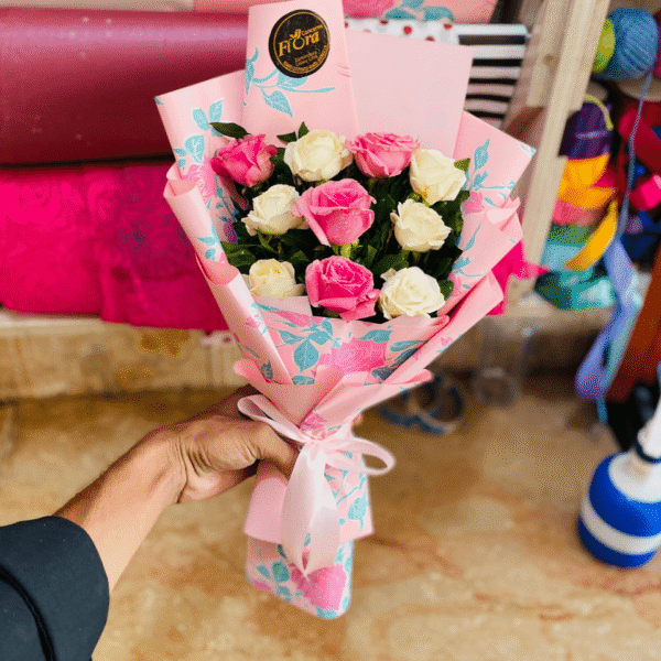 Sweet Pink & White Mini Rose Bouquet
