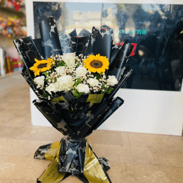 Black & Gold Sunflower Bouquet