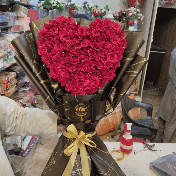 Heart-Shaped Red Roses Bouquet