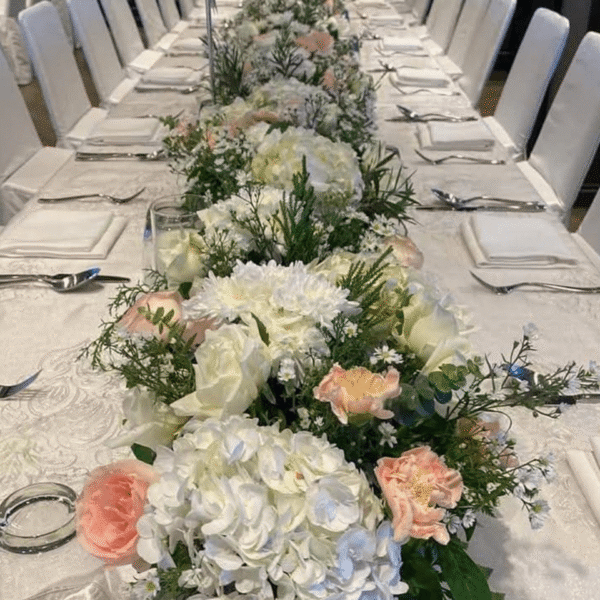 Luxury White, Cream andPink Floral Table Runner
