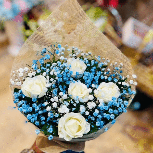 Blue & White Roses Bouquet