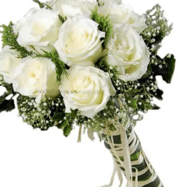 Bridal White Roses Hand Bouquet