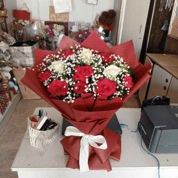 Red and White Roses Premium Bouquet