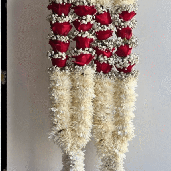 Red and White Roses Festive Mala/Garland
