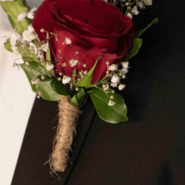Red Rose Rustic Boutonniere