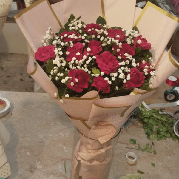 Deep Pink Roses Blush Bouquet