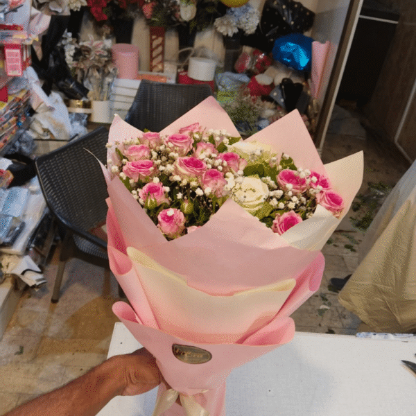 Sweet Pink & White Roses Bouquet