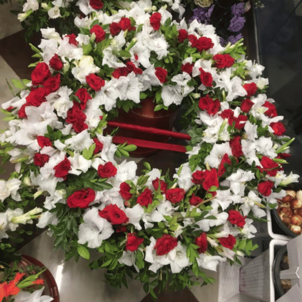 Red Rose & White Tribute Wreath