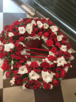 Premium Red & White Floral Wreath - Image 2