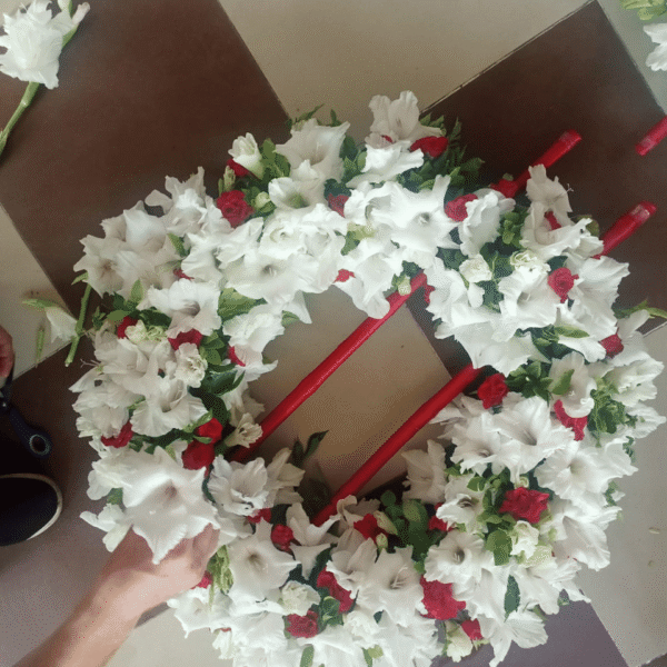 Red Rose & White Tribute Wreath