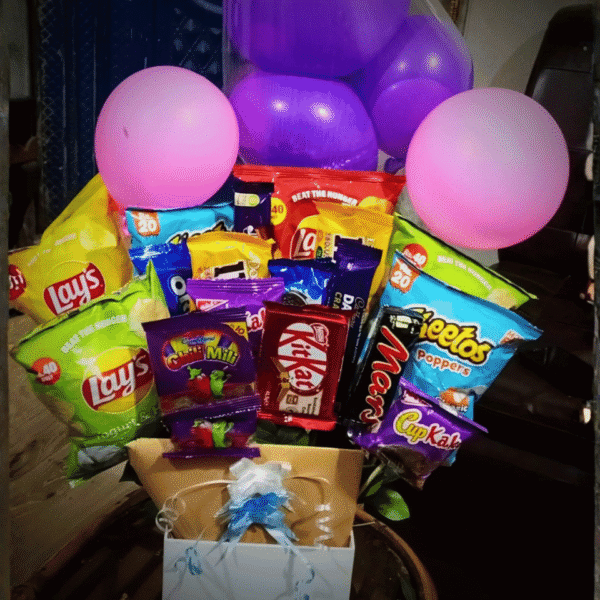 Ultimate Snack & Balloon Celebration Bouquet